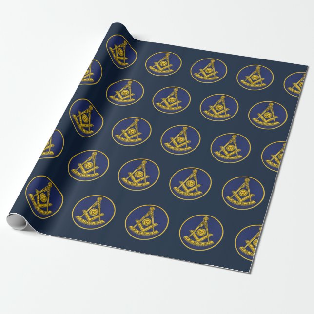 Past Master Freemason Masonic Freemasonry Wrapping Paper (Unrolled)