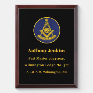 Past Master Freemason Master Mason Lodge Masonry Award Plaque