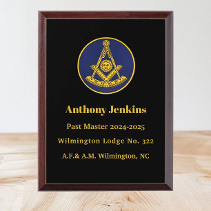 Past Master Freemason Master Mason Lodge Masonry Award Plaque