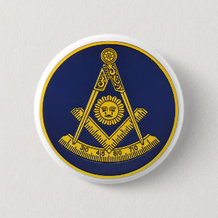 Past Master Freemason Square and Compass Masonic  Button