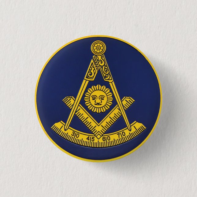 Past Master Freemason Square and Compass Masonic  Button (Front)