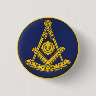 Past Master Freemason Square and Compass Masonic  Button