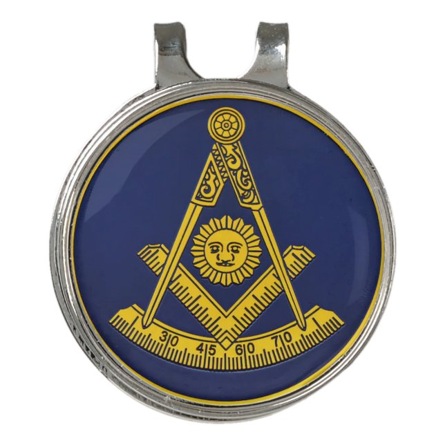 Past Master Freemason Square and Compass Masonic  Golf Hat Clip (Front)