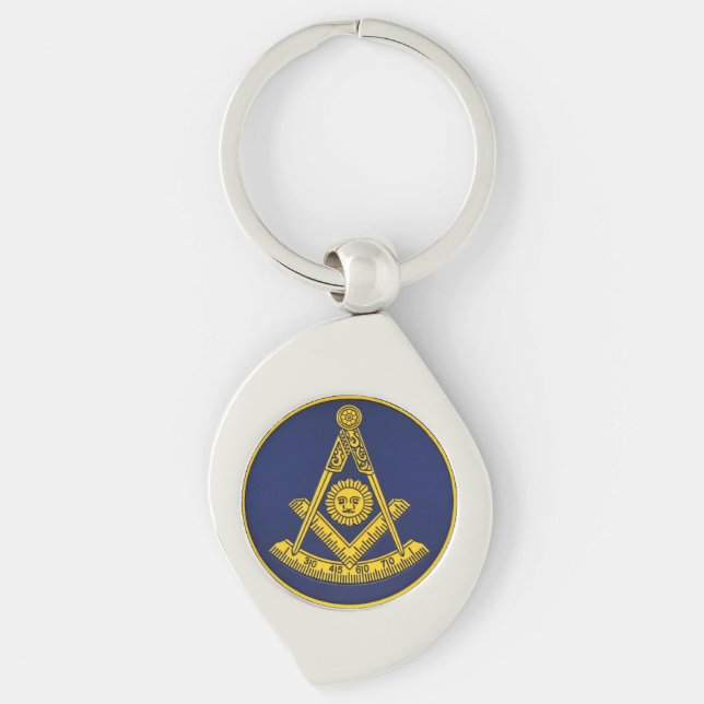 Past Master Freemason Square and Compass Masonic  Keychain (Front)