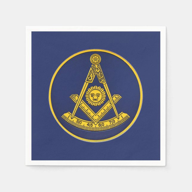 Past Master Freemason Square and Compass Masonic  Napkins (Front)
