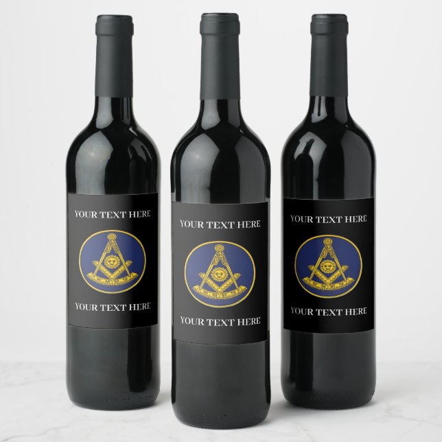 Past Master Freemason Square and Compass Masonic  Wine Label (Bottles)
