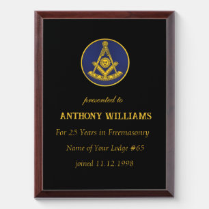 Past Master Freemasonry Freemason Masonic  Award Plaque