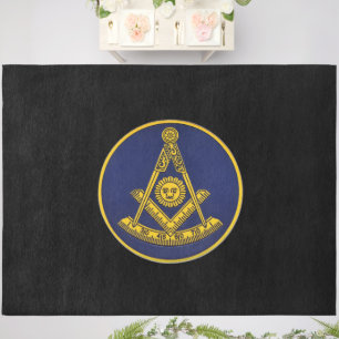 Past Master Masonic Freemasons Square Compass Outdoor Rug