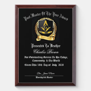 Past Master of the year Award Plaque