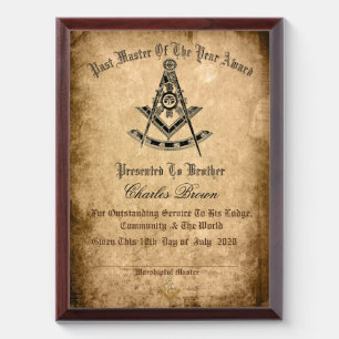 Past Master of the year Award Plaque