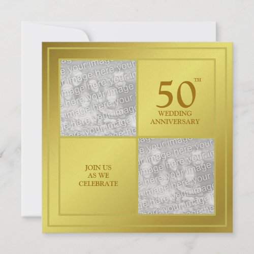 Past  Present Photo Golden Anniversary Shiny Invitation