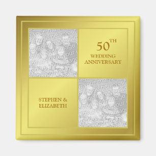 Past & Present Photo Golden Anniversary (Shiny) Magnet