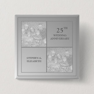 Past & Present Photo Silver Anniversary Button