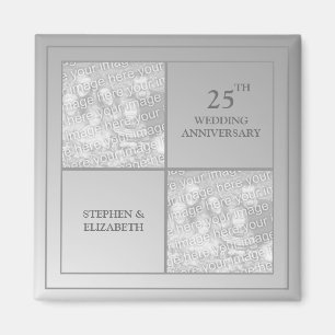 Past & Present Photo Silver Anniversary Magnet