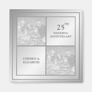 Past & Present Photo Silver Anniversary (Shiny) Magnet