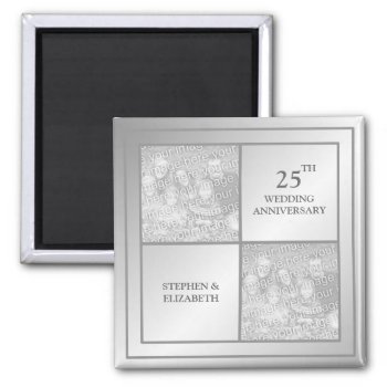 Past & Present Photo Silver Anniversary (shiny) Magnet by morning6 at Zazzle