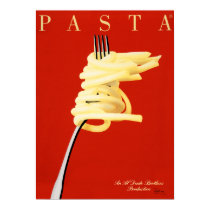 PASTA AL DENTE Razzia Italian Food noodle Art Deco Poster