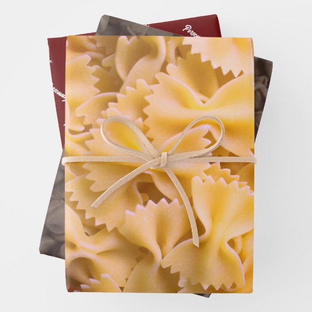 Pasta and chocolate chips custom photo Holiday Wrapping Paper Sheets (In situ)