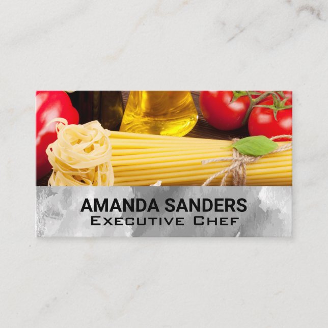 Pasta and Vegetables | Culinary Cooking Business Card (Front)