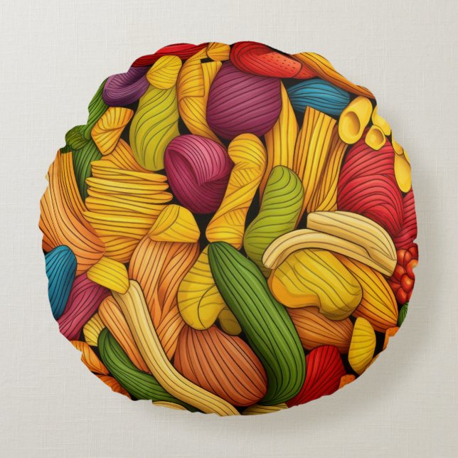 Pasta art background round pillow (Front)