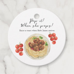 Pasta Baby Shower Pop it! When she pops Favor Tags