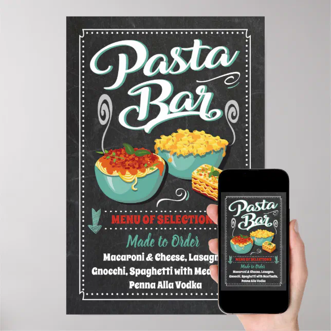 Pasta Bar Party Sign | Zazzle