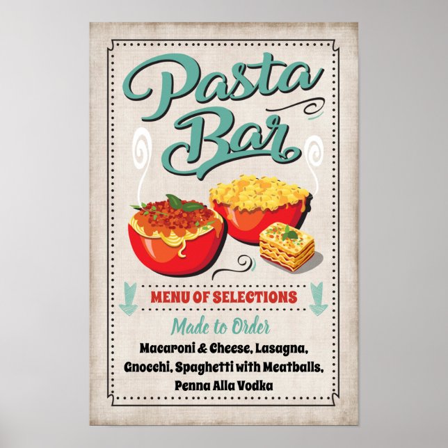 Pasta Bar Party Sign (Front)