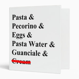 Pasta Carbonara Ingredients 3 Ring Binder