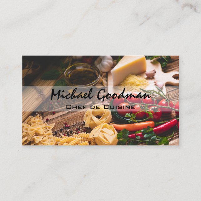 Pasta Cheese Vegetables Business Card (Front)