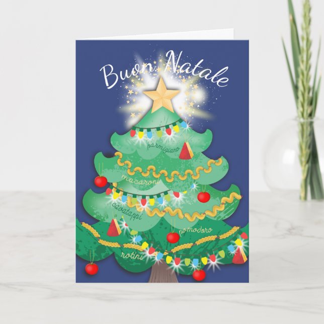 Pasta Christmas tree chef catering restaurant Holiday Card (Front)