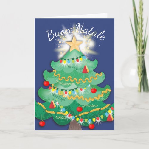 Pasta Christmas tree chef catering restaurant Holiday Card