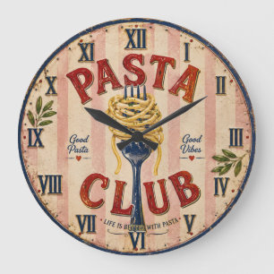 Pasta Club Vintage Kitchen Large Clock