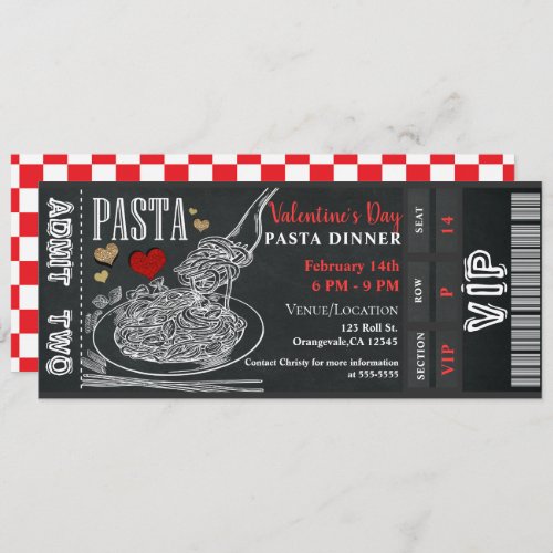 Pasta Dinner Chalk Valentines Day Dinner Party Invitation
