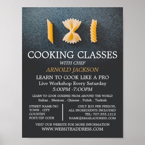 Pasta Display Cooking Classes Advertising Poster