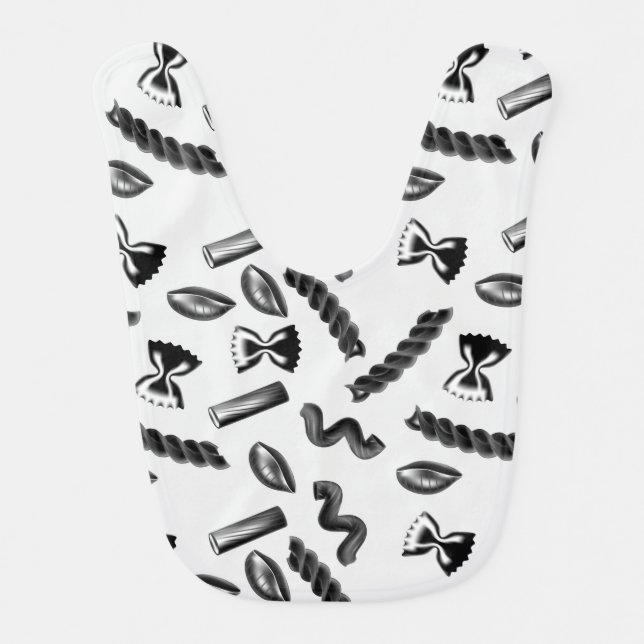 Pasta Diversity Gray Food Italy Lover Foodie Baby Bib (Front)