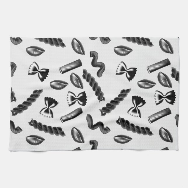 Pasta Diversity Gray Food Italy Lover Foodie Kitchen Towel (Horizontal)