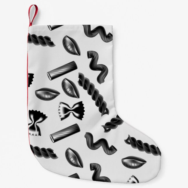 Pasta Diversity Gray Food Italy Lover Foodie Small Christmas Stocking (Front)