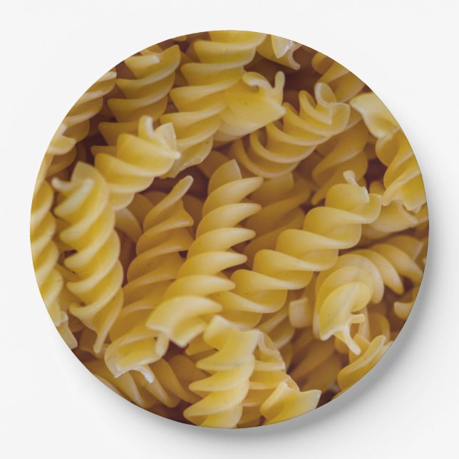 Pasta Fusilli Noodles Paper Plates (Front)