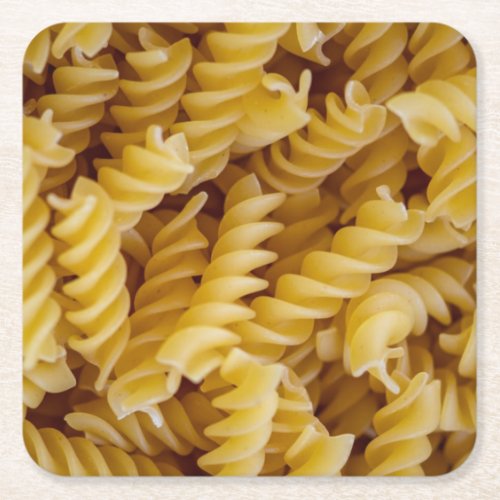 Pasta Fusilli Noodles Square Paper Coaster