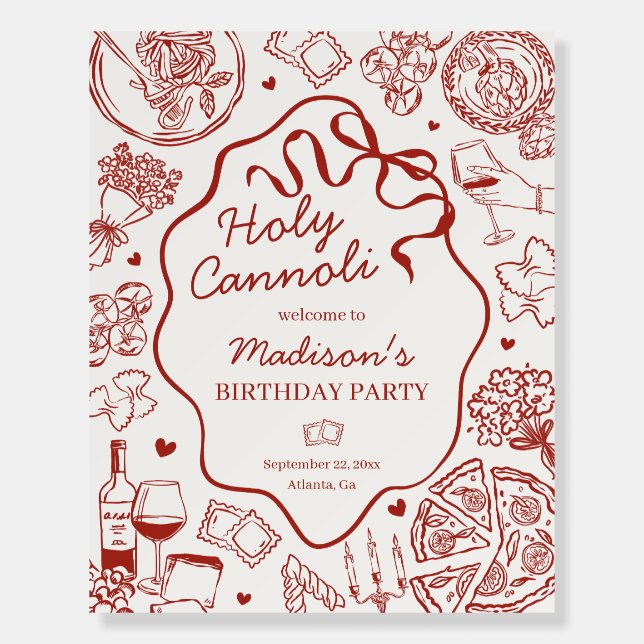 Pasta Holy Cannoli Italian Birthday Party Welcome Foam Board (Front)
