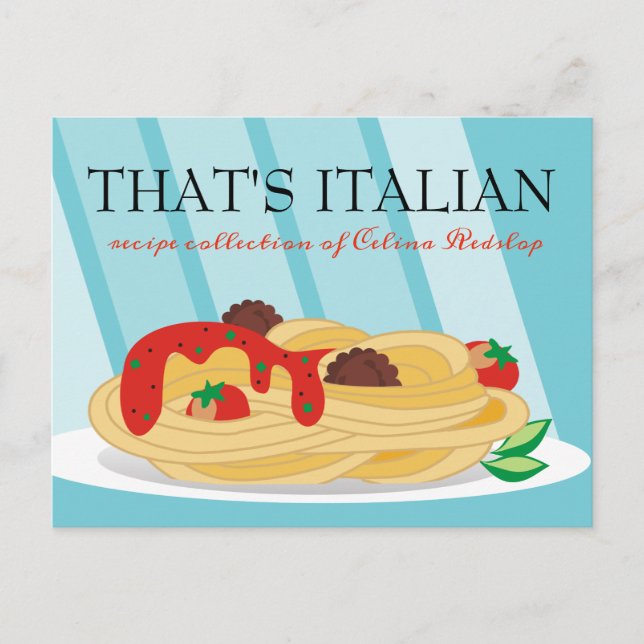 Pasta Italian food cooking keeper recipe card (Front)