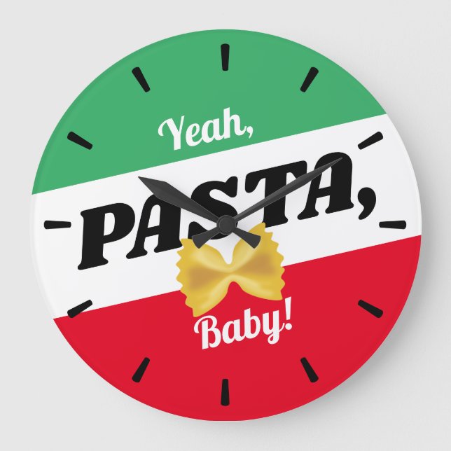 Pasta Italian food flag personalized kitchen Large Clock (Front)