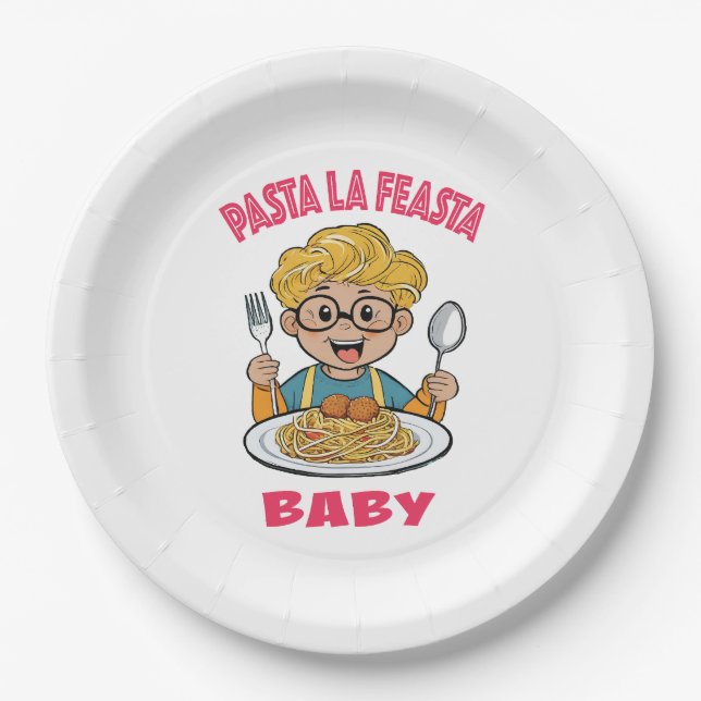 Pasta La Feasta Baby Paper Plates (Front)