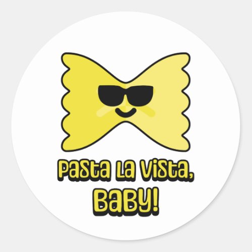 Pasta la vista baby Cute pasta pun cartoon  Classic Round Sticker