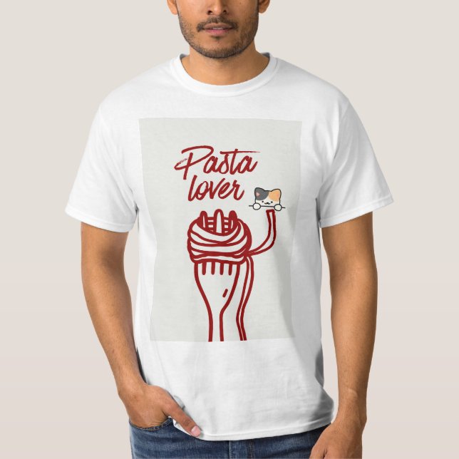 pasta lover & cat design t-shirt (Front)
