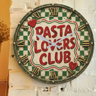 Pasta Lovers Club Italian Kitchen Gift & Farmhouse Large Clock
