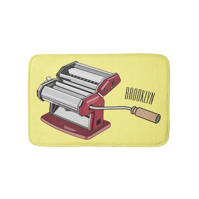 Pasta maker cartoon illustration  bath mat (Front)