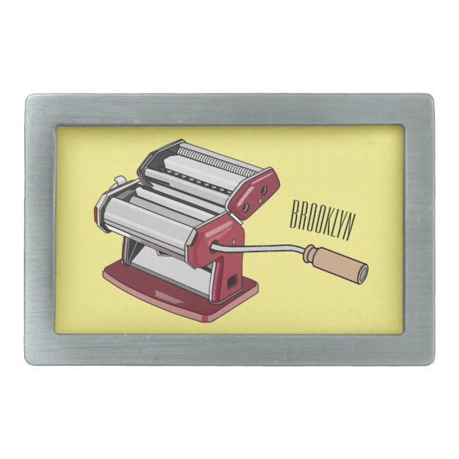 Pasta maker cartoon illustration  belt buckle (Front)