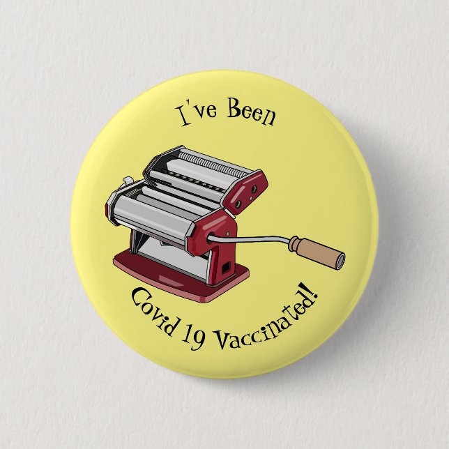 Pasta maker cartoon illustration button (Front)