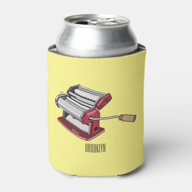 Pasta maker cartoon illustration  can cooler (Can Front)